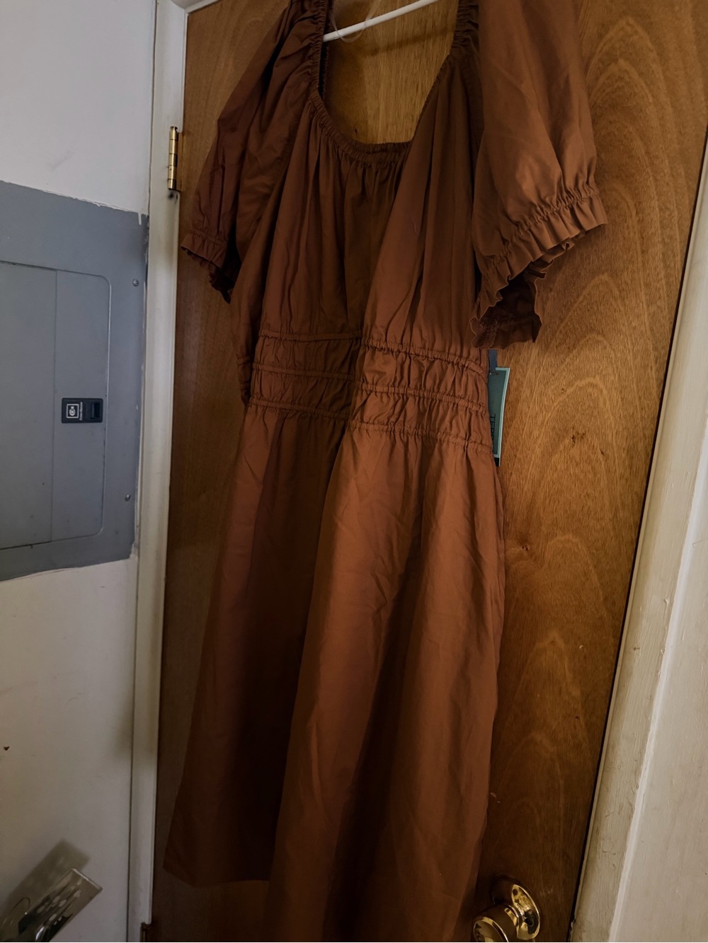 Terra & Sky Rust Brown Asymmetrical Midi Dress